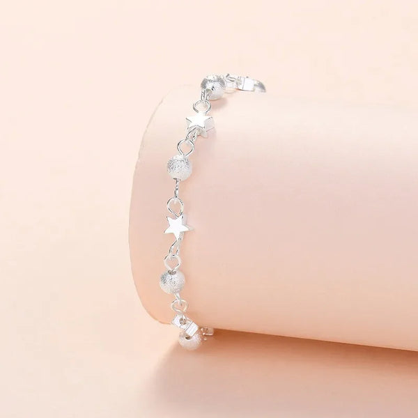 Korean Fashion 925 Sterling Silver Small Star Fresh Bracelet Fresh Star Bracelets For Women Personality Round Bead Bracelet