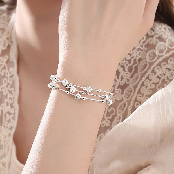 925 Sterling Silver Lucky Bead Bracelets Woman Fashion Elegant Multi-layer Adjustable Ball Bracelet Luxury Party Jewelry Gifts